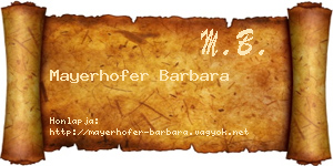 Mayerhofer Barbara névjegykártya